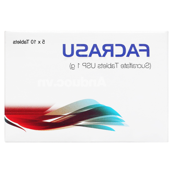 Facrasu 1g trị loét dạ dày, tá tràng, trào ngược dạ dày - thực quản (5 vỉ x 10 viên)