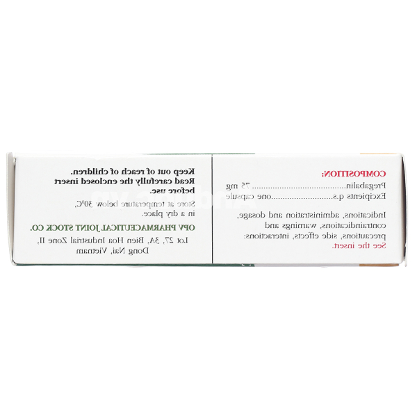 Trinopast 75 trị động kinh, đau dây thần kinh (2 vỉ x 7 viên)