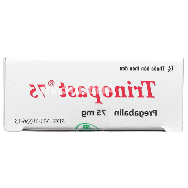 Trinopast 75 trị động kinh, đau dây thần kinh (2 vỉ x 7 viên)
