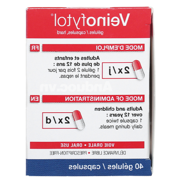 Veinofytol trị trĩ, suy giãn tĩnh mạch (4 vỉ x 10 viên)