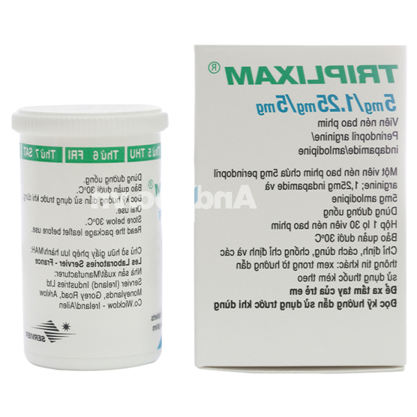Triplixam 5mg/1.25mg/5mg trị tăng huyết áp hộp 30 viên