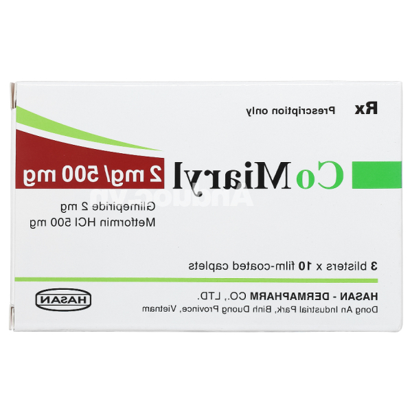 CoMiaryl 2mg/500mg trị đái tháo đường (3 vỉ x 10 viên)