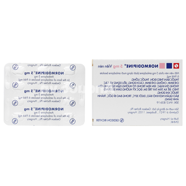 Normodipine 5mg trị tăng huyết áp, đau thắt ngực (3 vỉ x 10 viên)