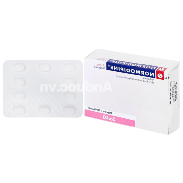 Normodipine 5mg trị tăng huyết áp, đau thắt ngực (3 vỉ x 10 viên)