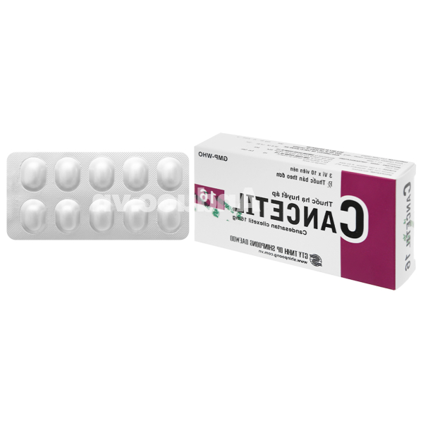 Cancetil 16 trị tăng huyết áp, suy tim (3 vỉ x 10 viên)