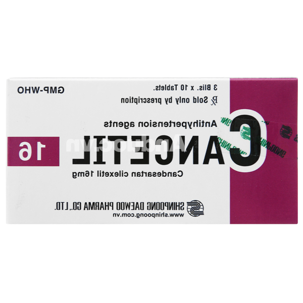 Cancetil 16 trị tăng huyết áp, suy tim (3 vỉ x 10 viên)