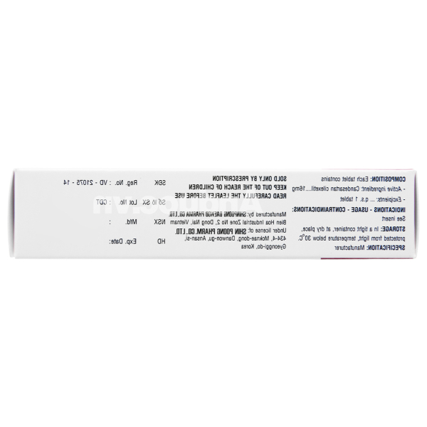 Cancetil 16 trị tăng huyết áp, suy tim (3 vỉ x 10 viên)