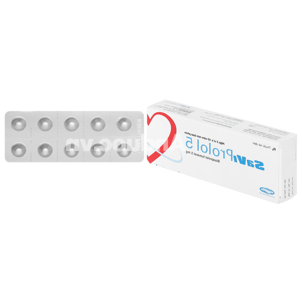 SaViProlol 5 trị tăng huyết áp, đau thắt ngực (3 vỉ x 10 viên)