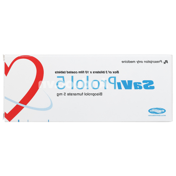 SaViProlol 5 trị tăng huyết áp, đau thắt ngực (3 vỉ x 10 viên)