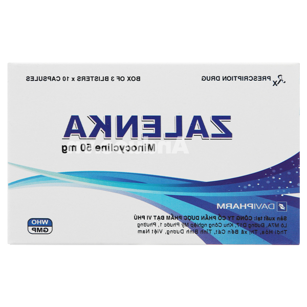 Zalenka 50mg trị nhiễm khuẩn, kháng khuẩn (3 vỉ x 10 viên)