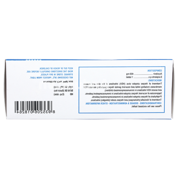 Medskin Clovir 400 phòng và trị nhiễm Herpes simplex (6 vỉ x 10 viên)