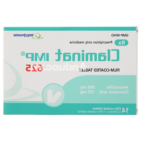 Claminat IMP 625 trị nhiễm khuẩn (2 vỉ x 7 viên)