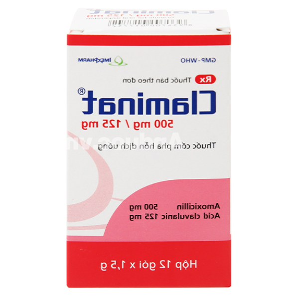 Cốm pha hỗn dịch uống Claminat 500mg/125mg trị nhiễm khuẩn (12 gói x 1.5g)