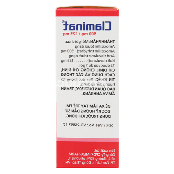 Cốm pha hỗn dịch uống Claminat 500mg/125mg trị nhiễm khuẩn (12 gói x 1.5g)