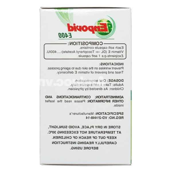 Enpovid E400 bổ sung vitamin E, ngừa lão hóa (10 vỉ x 10 viên)