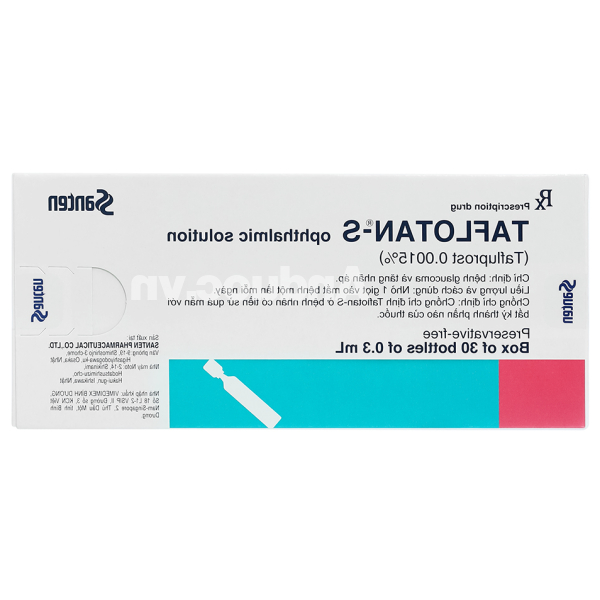 Dung dịch nhỏ mắt Taflotan-S 0.0015% trị tăng nhãn áp (30 ống x 0.3ml)