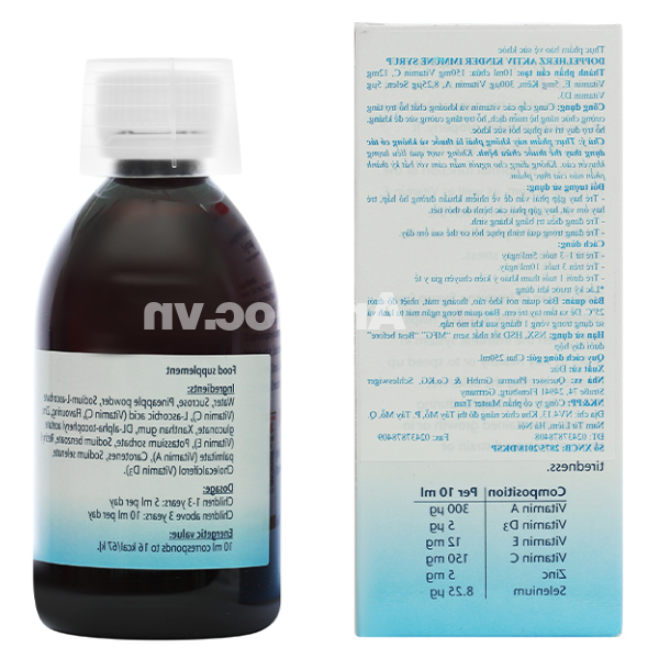 Siro Doppelherz Aktiv Kinder Immune hỗ trợ tăng cường đề kháng chai 250ml