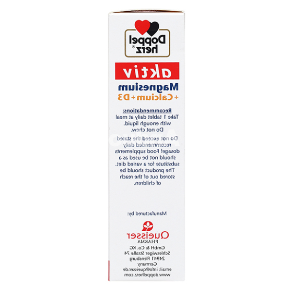 Doppelherz Aktiv Magnesium + Calcium + D3 giúp cơ, xương khỏe mạnh hộp 30 viên