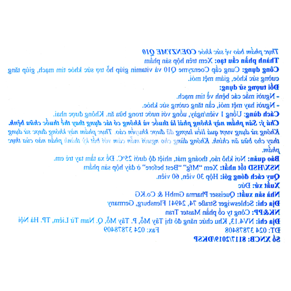 Doppelherz Coenzyme Q10 hỗ trợ tim mạch hộp 30 viên