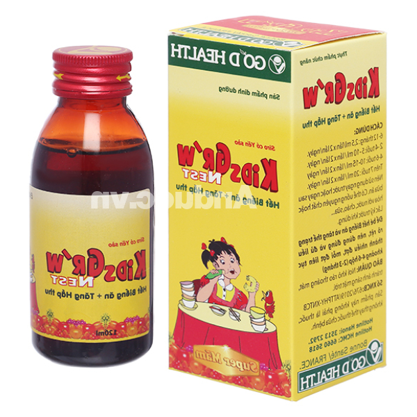 Siro Yến Sào Kids Gr'w Nest kích thích ăn ngon, tiêu hóa tốt chai 120ml