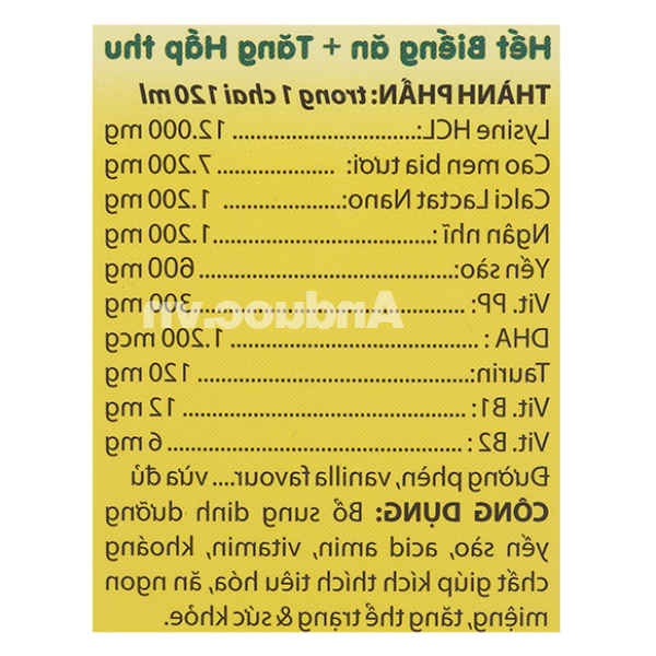 Siro Yến Sào Kids Gr'w Nest kích thích ăn ngon, tiêu hóa tốt chai 120ml