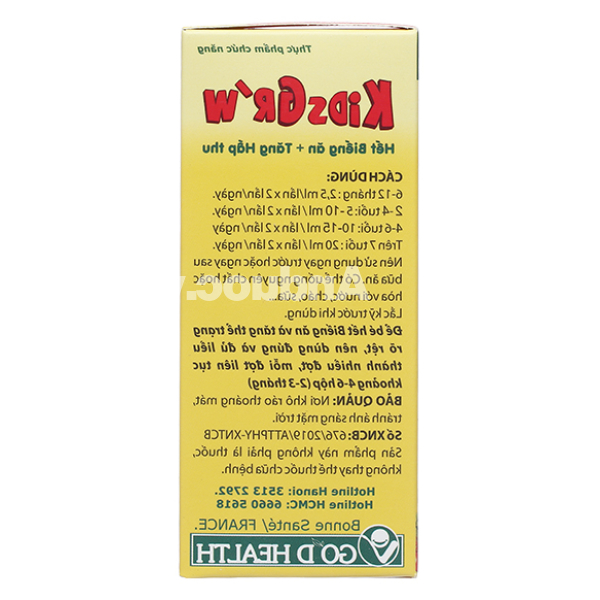Siro Yến Sào Kids Gr'w Nest kích thích ăn ngon, tiêu hóa tốt chai 120ml