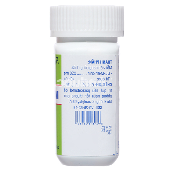 Methionin Domesco 250mg giải độc quá liều paracetamol chai 100 viên