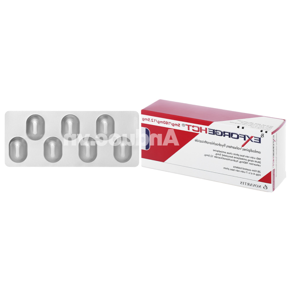 ExforgeHCT 5mg/160mg/12.5mg trị tăng huyết áp vô căn (4 vỉ x 7 viên)