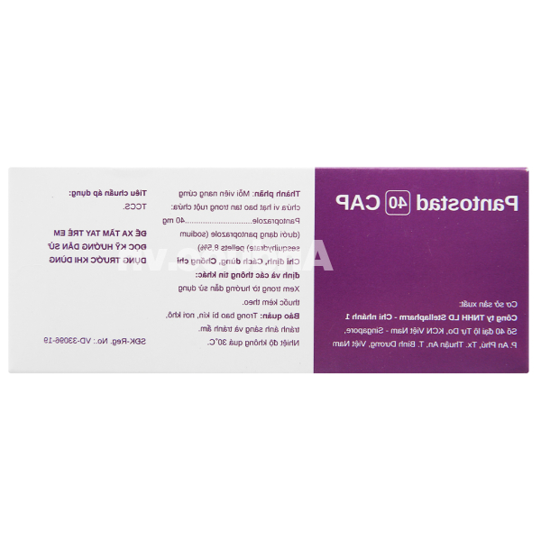 Pantostad 40 Cap trị trào ngược dạ dày, thực quản (4 vỉ x 7 viên)