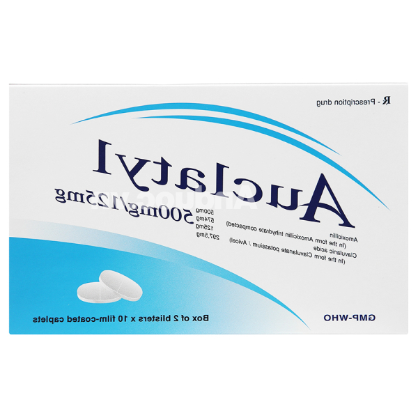 Auclatyl 500mg/125mg trị viêm đường hô hấp (2 vỉ x 10 viên)