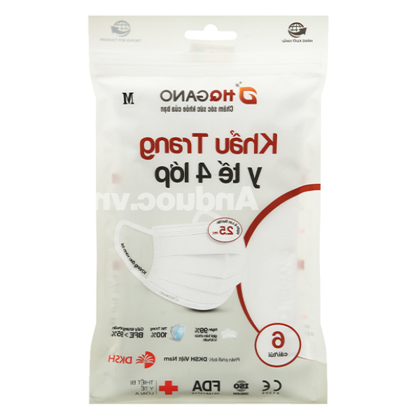 Khẩu trang y tế HQ Gano 4 lớp màu trắng gói 6 cái