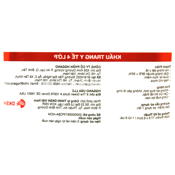 Khẩu trang y tế HQ Gano 4 lớp màu trắng gói 6 cái