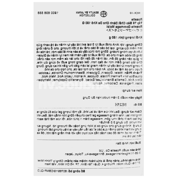 Tẩy tế bào chết Rosette dành cho da khô tuýp 180g