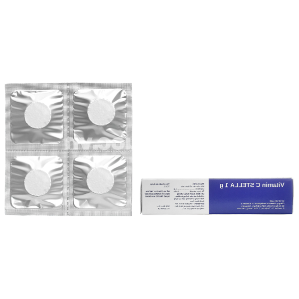 Viên sủi Vitamin C Stella 1g trị bệnh Scorbut, bổ sung vitamin C (4 vỉ x 4 viên)
