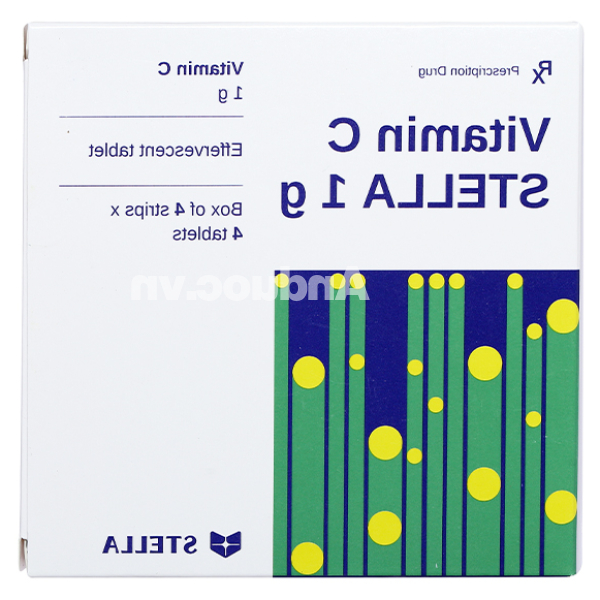 Viên sủi Vitamin C Stella 1g trị bệnh Scorbut, bổ sung vitamin C (4 vỉ x 4 viên)