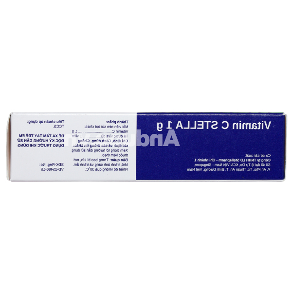 Viên sủi Vitamin C Stella 1g trị bệnh Scorbut, bổ sung vitamin C (4 vỉ x 4 viên)