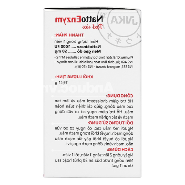 NattoEnzym Red Rice hỗ trợ giảm cholesterol, ngừa đột quỵ hộp 60 viên