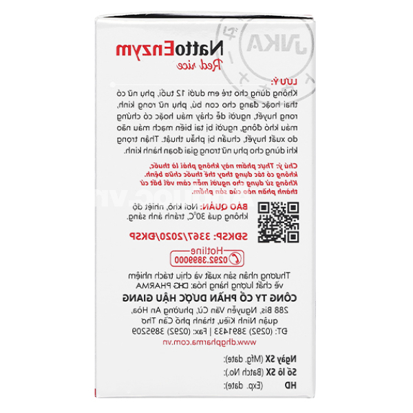 NattoEnzym Red Rice hỗ trợ giảm cholesterol, ngừa đột quỵ hộp 60 viên