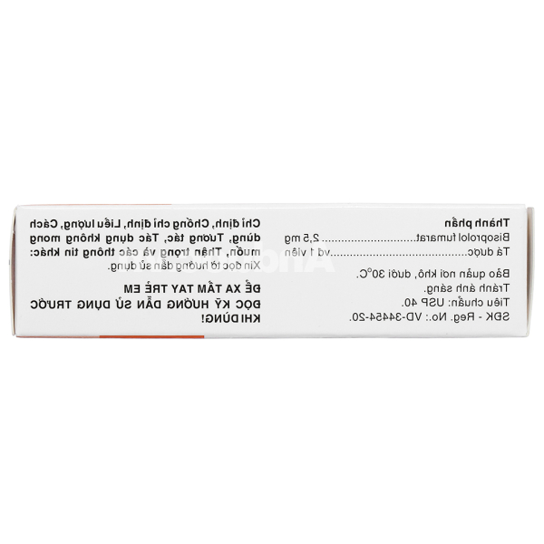 Bihasal 2.5 trị tăng huyết áp, đau thắt ngực, suy tim (5 vỉ x 10 viên)