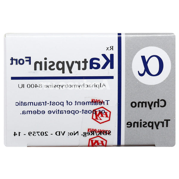 Katrypsin Fort 8400IU trị phù nề sau chấn thương, phẩu thuật, bỏng (10 vỉ x 10 viên)