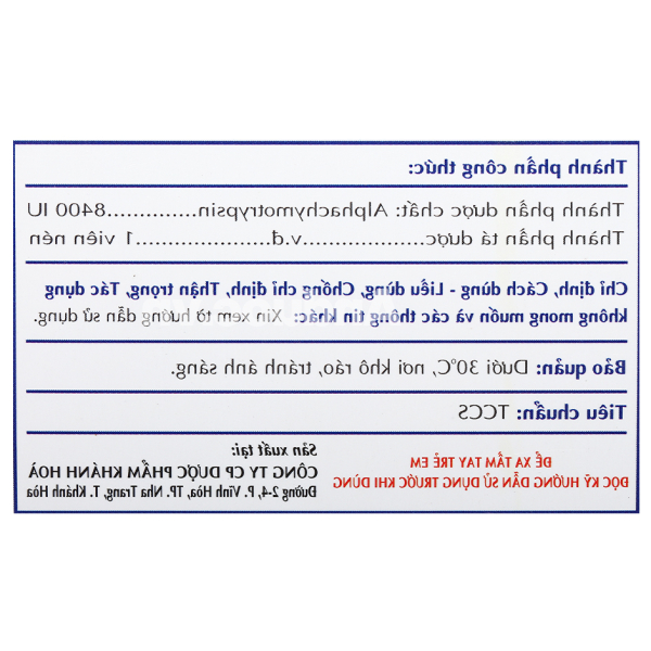 Katrypsin Fort 8400IU trị phù nề sau chấn thương, phẩu thuật, bỏng (10 vỉ x 10 viên)