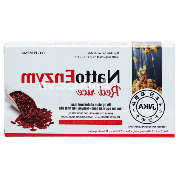 NattoEnzym Red Rice hỗ trợ giảm cholesterol, ngừa đột quỵ hộp 20 viên