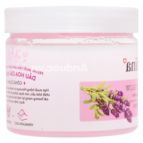 Muối tắm Felina dầu hoa oải hương làm sạch, tẩy tế bào chết hũ 500g