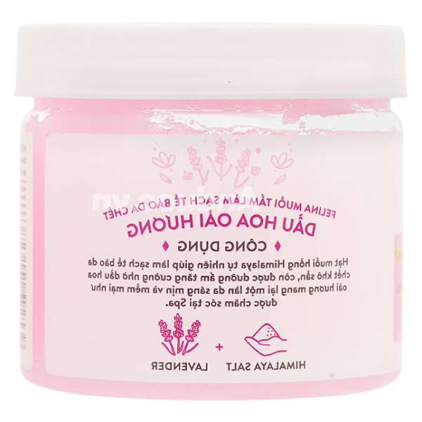 Muối tắm Felina dầu hoa oải hương làm sạch, tẩy tế bào chết hũ 500g