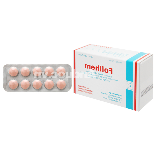 Folihem phòng ngừa thiếu máu do thiếu sắt và axit folic trong thai kỳ (10 vỉ x 10 viên)