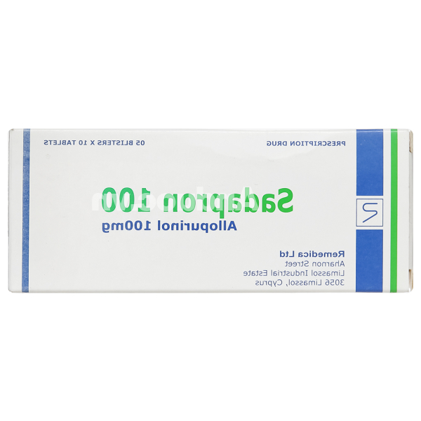 Sadapron 100 trị chứng tăng acid uric tiên phát hoặc thứ phát (5 vỉ x 10 viên)