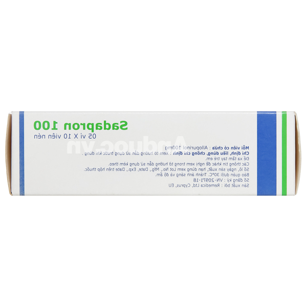 Sadapron 100 trị chứng tăng acid uric tiên phát hoặc thứ phát (5 vỉ x 10 viên)