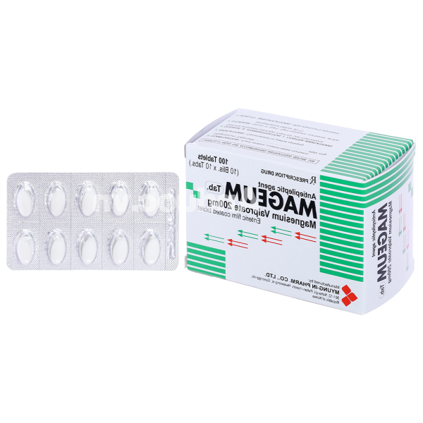 Mageum Tab 200mg trị động kinh (10 vỉ x 10 viên)