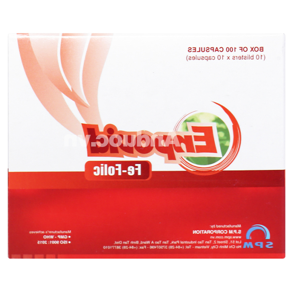Enpovid Fe-Folic bổ sung sắt và axit folic, trị thiếu máu (10 vỉ x 10 viên)