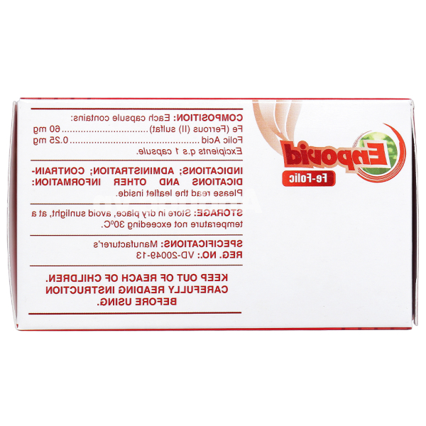 Enpovid Fe-Folic bổ sung sắt và axit folic, trị thiếu máu (10 vỉ x 10 viên)